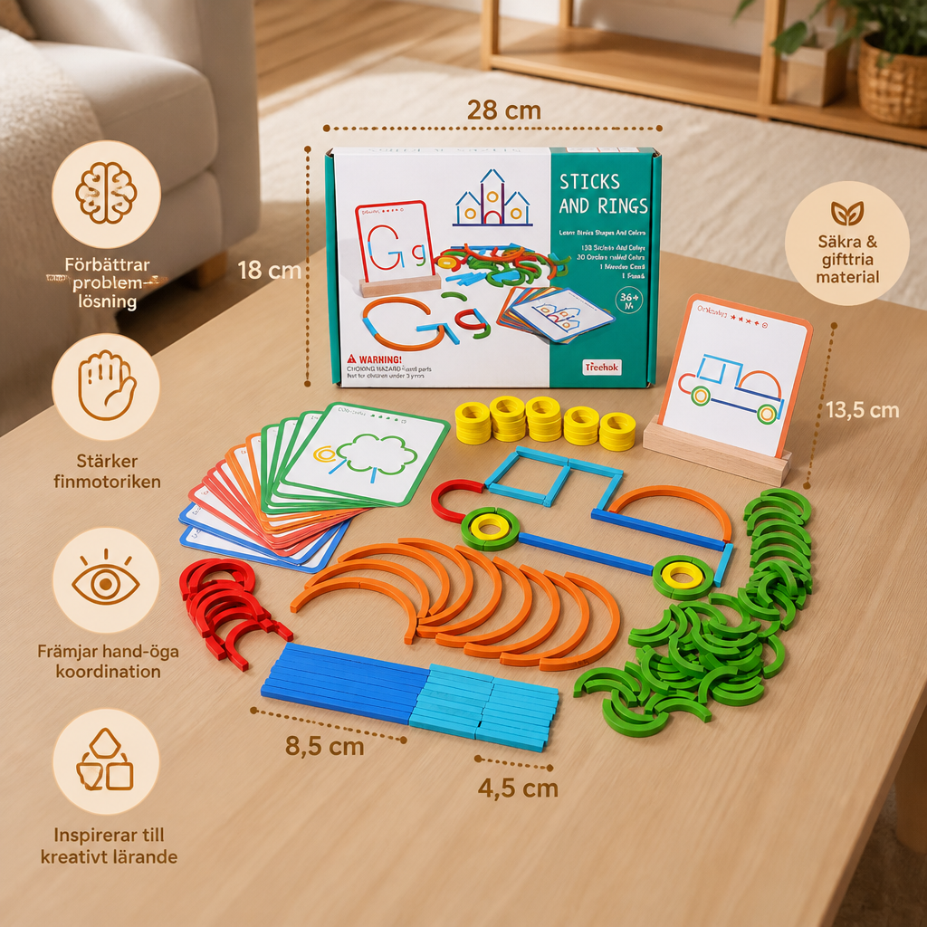 Pädagogisches Montessori-Stäbchen- und Ring-Puzzlespiel