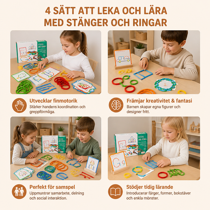 Pädagogisches Montessori-Stäbchen- und Ring-Puzzlespiel