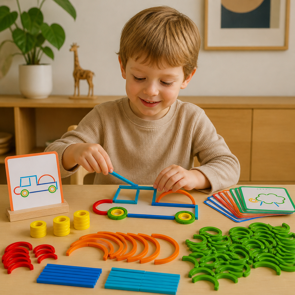 Pädagogisches Montessori-Stäbchen- und Ring-Puzzlespiel