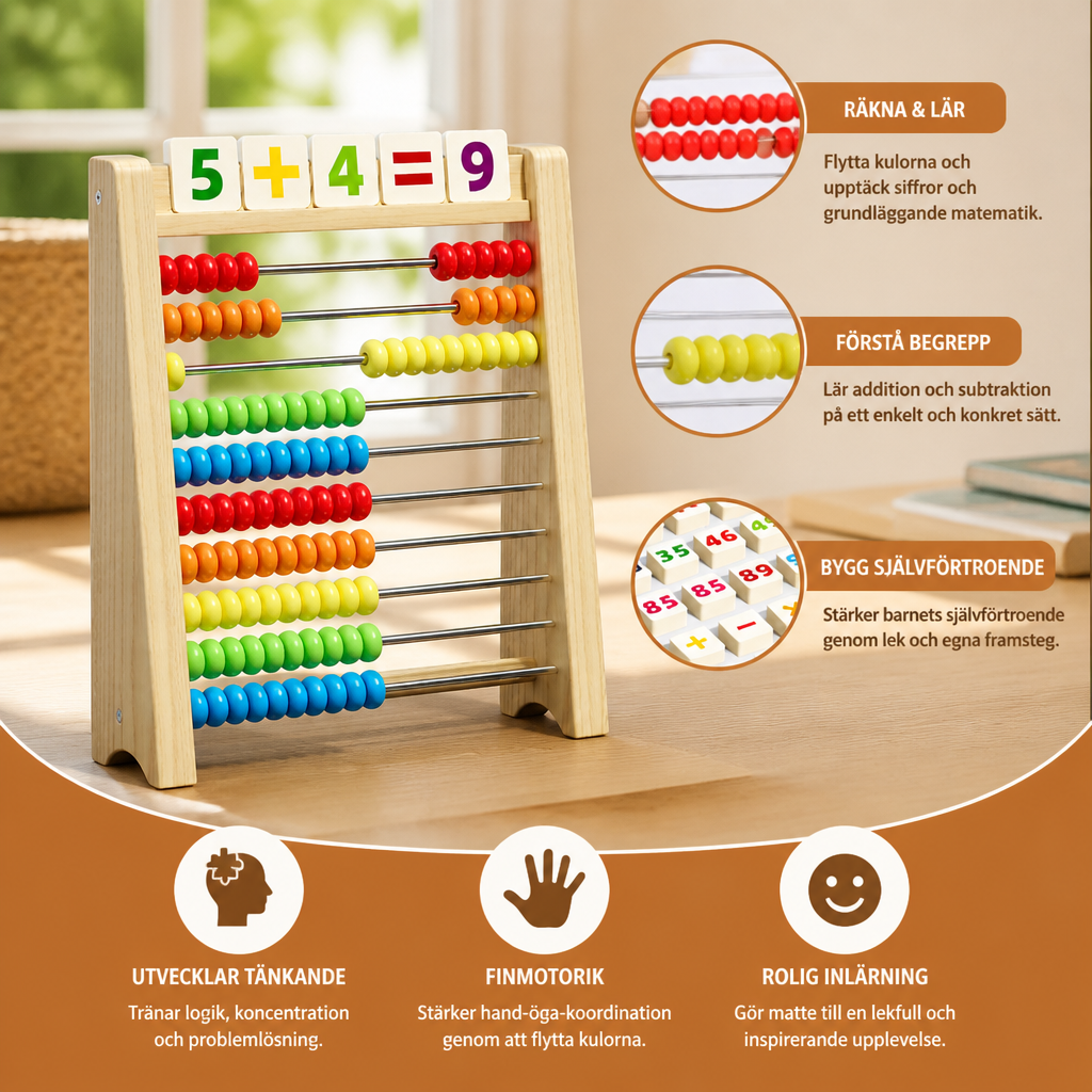 Träkulram För Att Lära Sig Räkna Och Beräkna