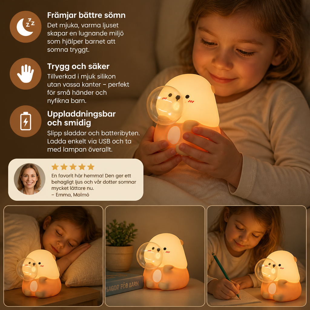 Söt Utter Silikon-Nattlampa Med Bubbeleffekt