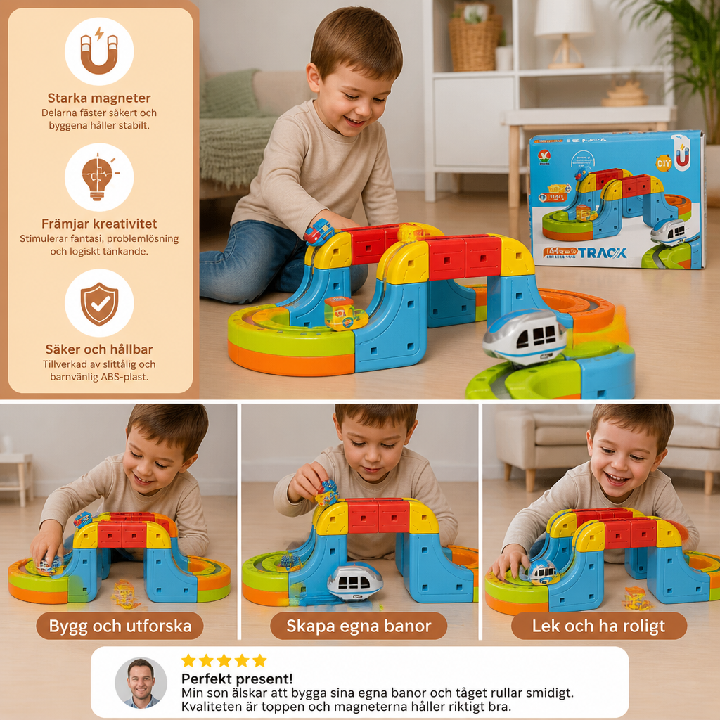 Magnetisk Kubbanetåg Leksak För Barn