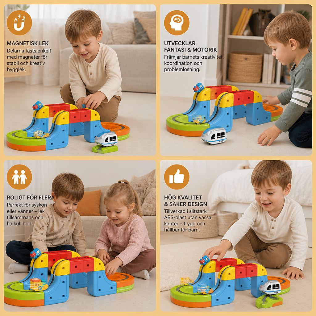 Magnetisk Kubbanetåg Leksak För Barn