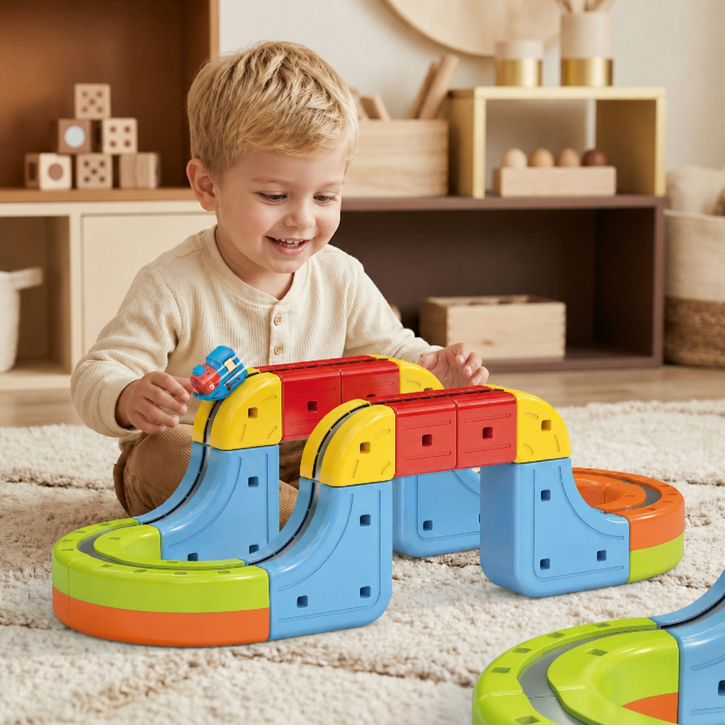 Magnetisk Kubbanetåg Leksak För Barn