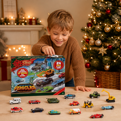 Julkalender med Gjutna Metallbilar för Barn