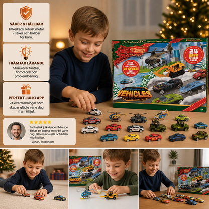 Julkalender med Gjutna Metallbilar för Barn