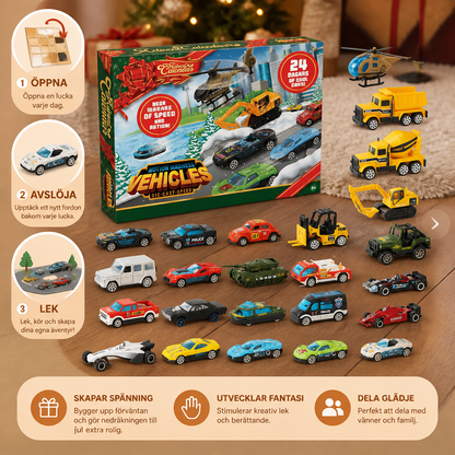 Julkalender med Gjutna Metallbilar för Barn