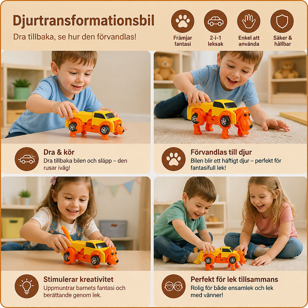 Uppdragbar djurtransformationsbil