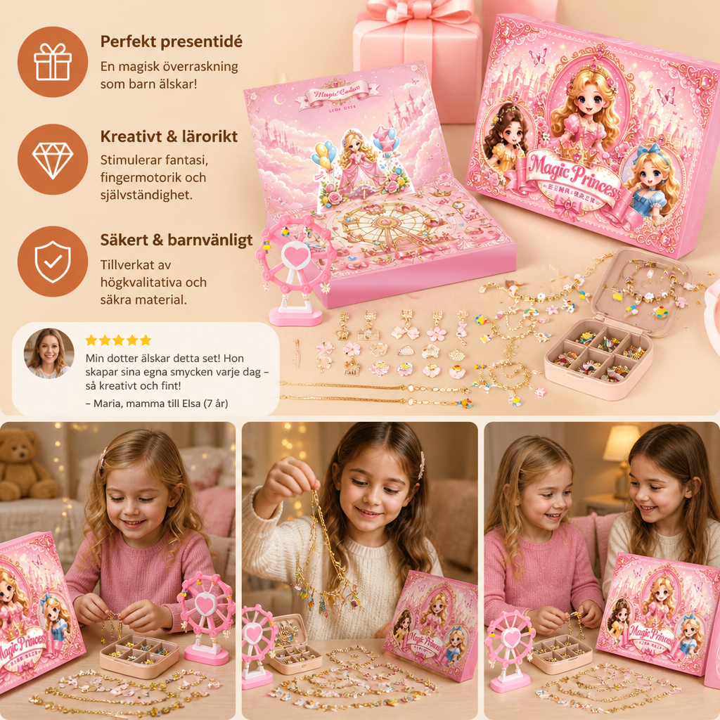 Prinsess-DIY-adventskalender för att skapa smycken och armband