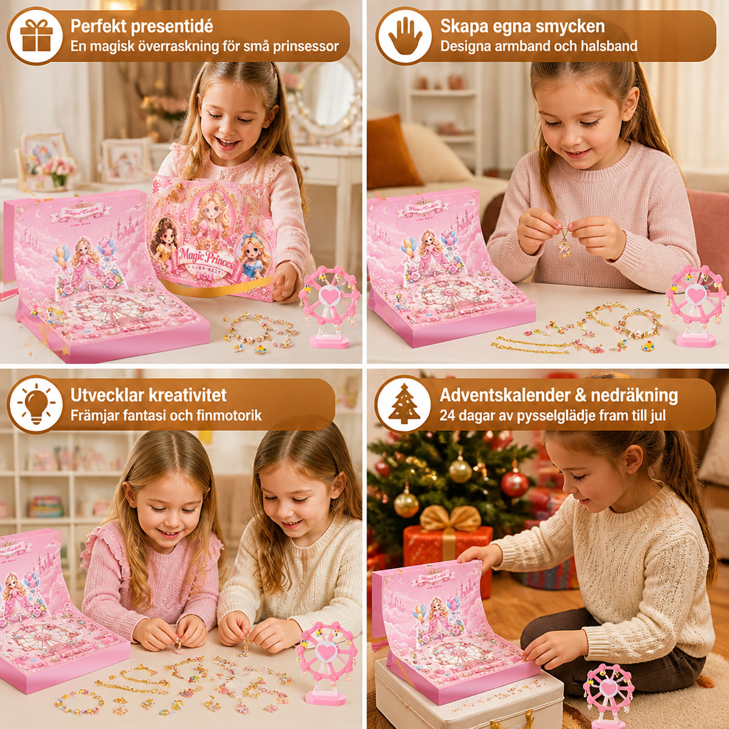 Prinsess-DIY-adventskalender för att skapa smycken och armband