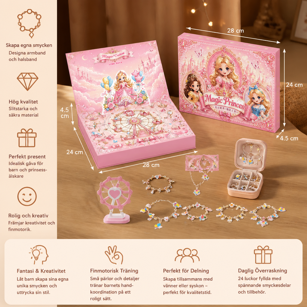 Prinsess-DIY-adventskalender för att skapa smycken och armband