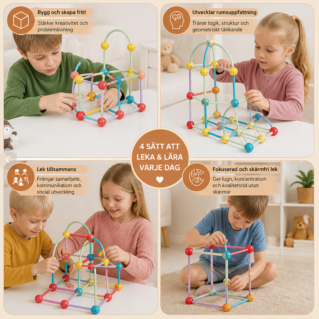 3D-geometriskt byggset – pedagogisk leksak för konstruktion och rumsuppfattning