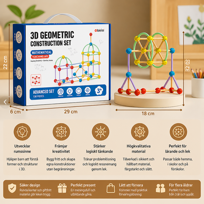 3D-geometriskt byggset – pedagogisk leksak för konstruktion och rumsuppfattning