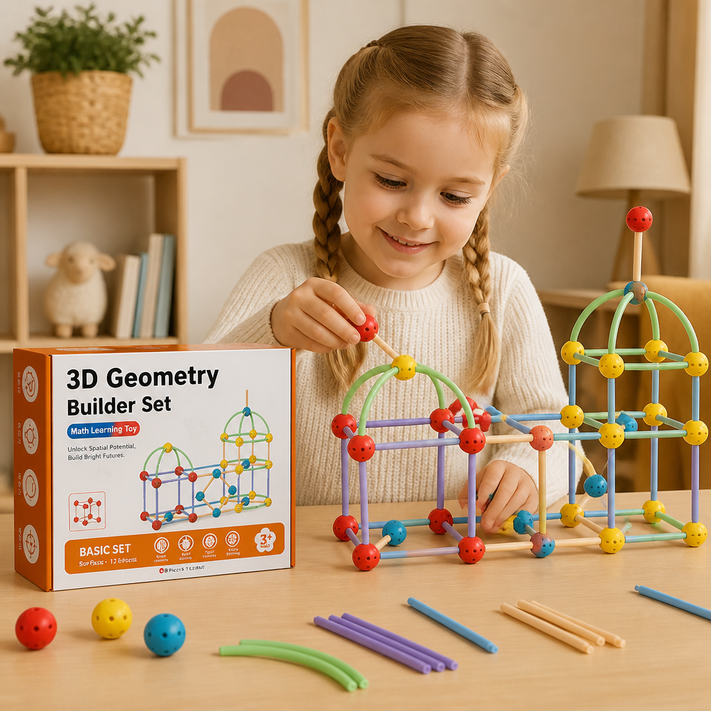 3D-geometriskt byggset – pedagogisk leksak för konstruktion och rumsuppfattning