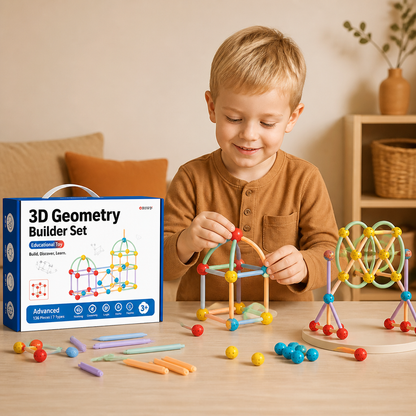 3D-geometriskt byggset – pedagogisk leksak för konstruktion och rumsuppfattning