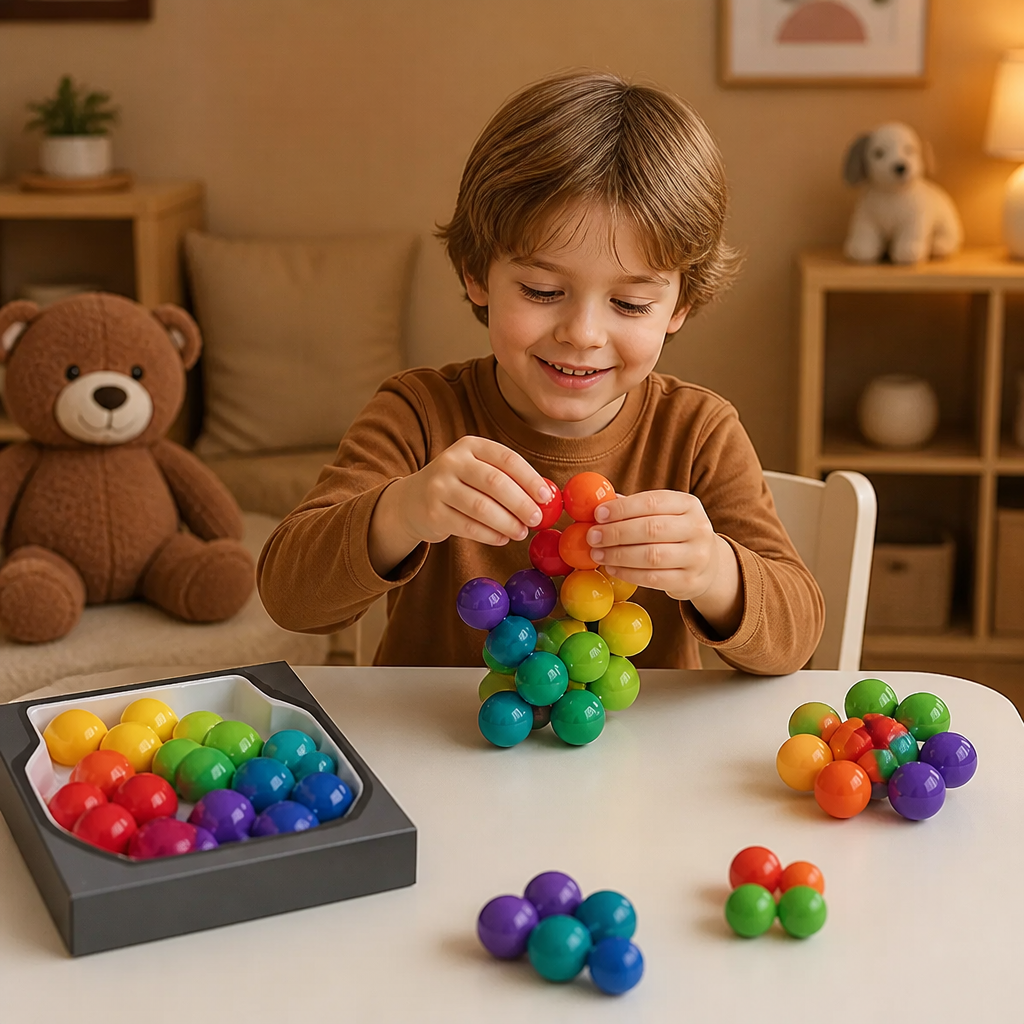 Färgglatt 3D-kulbyggset – Kreativt konstruktions- och finmotoriskt pedagogiskt leksak för barn
