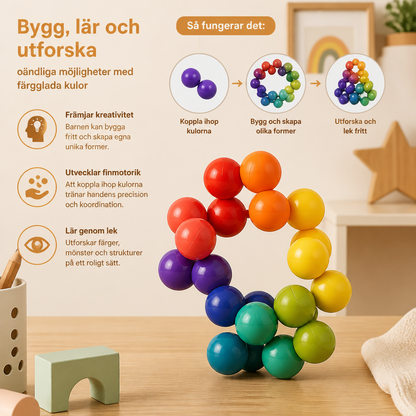 Färgglatt 3D-kulbyggset – Kreativt konstruktions- och finmotoriskt pedagogiskt leksak för barn