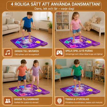 Interaktiv dansmatta med musik och LED-lampor för barn