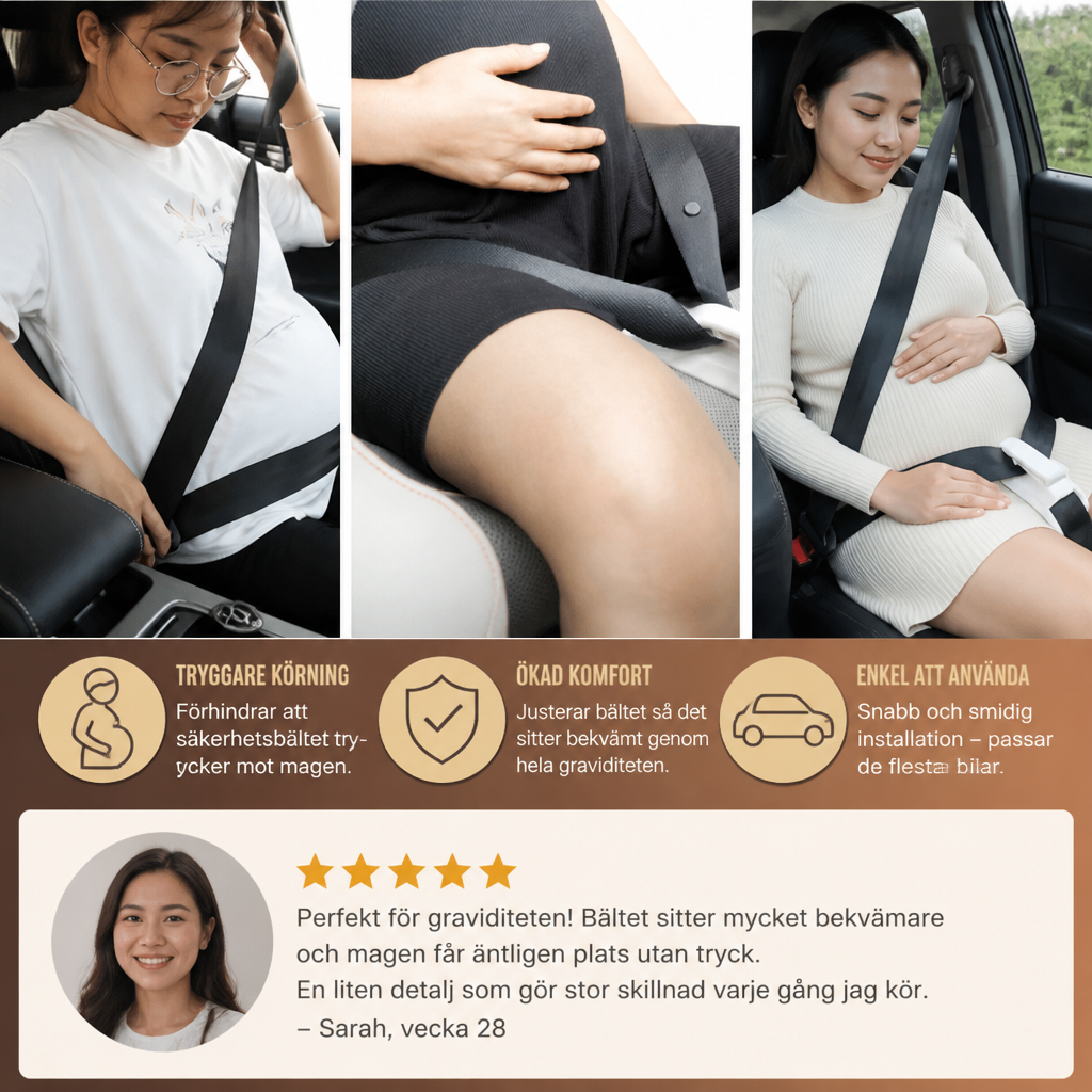 Magstöd för gravida i bilen – Justerbart och bekvämt stöd för gravidmagen