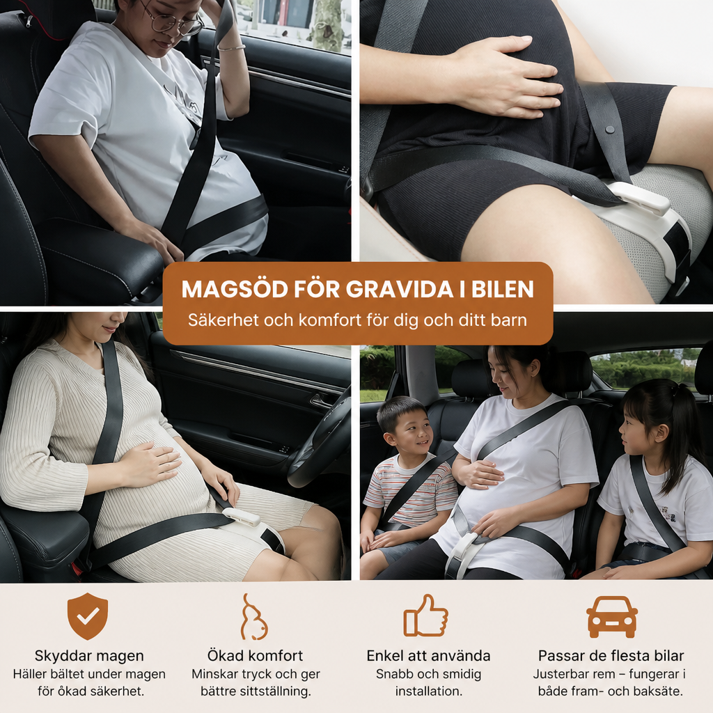 Magstöd för gravida i bilen – Justerbart och bekvämt stöd för gravidmagen
