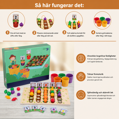 Montessori sorteringsspel med färger och siffror – lärorik bondgårdskalender