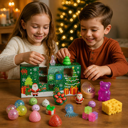 Jul-squishy-adventskalender för barn