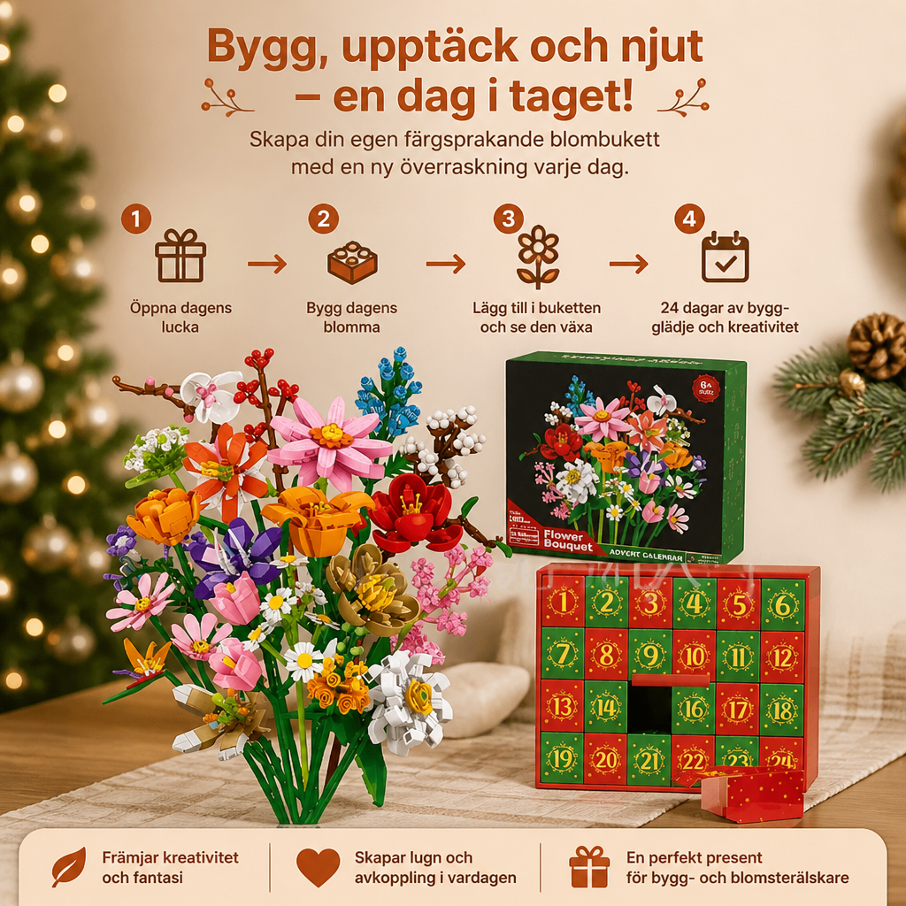 Julblomsterbukett-byggklossadventskalender