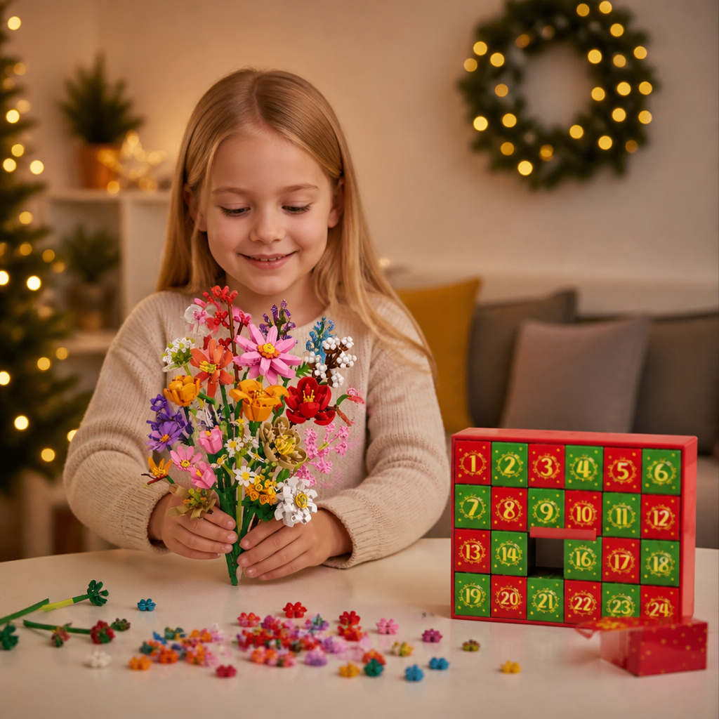 Julblomsterbukett-byggklossadventskalender