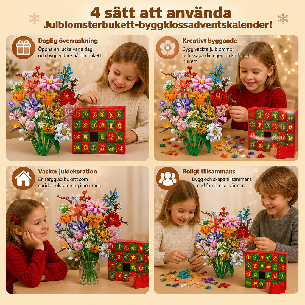 Julblomsterbukett-byggklossadventskalender
