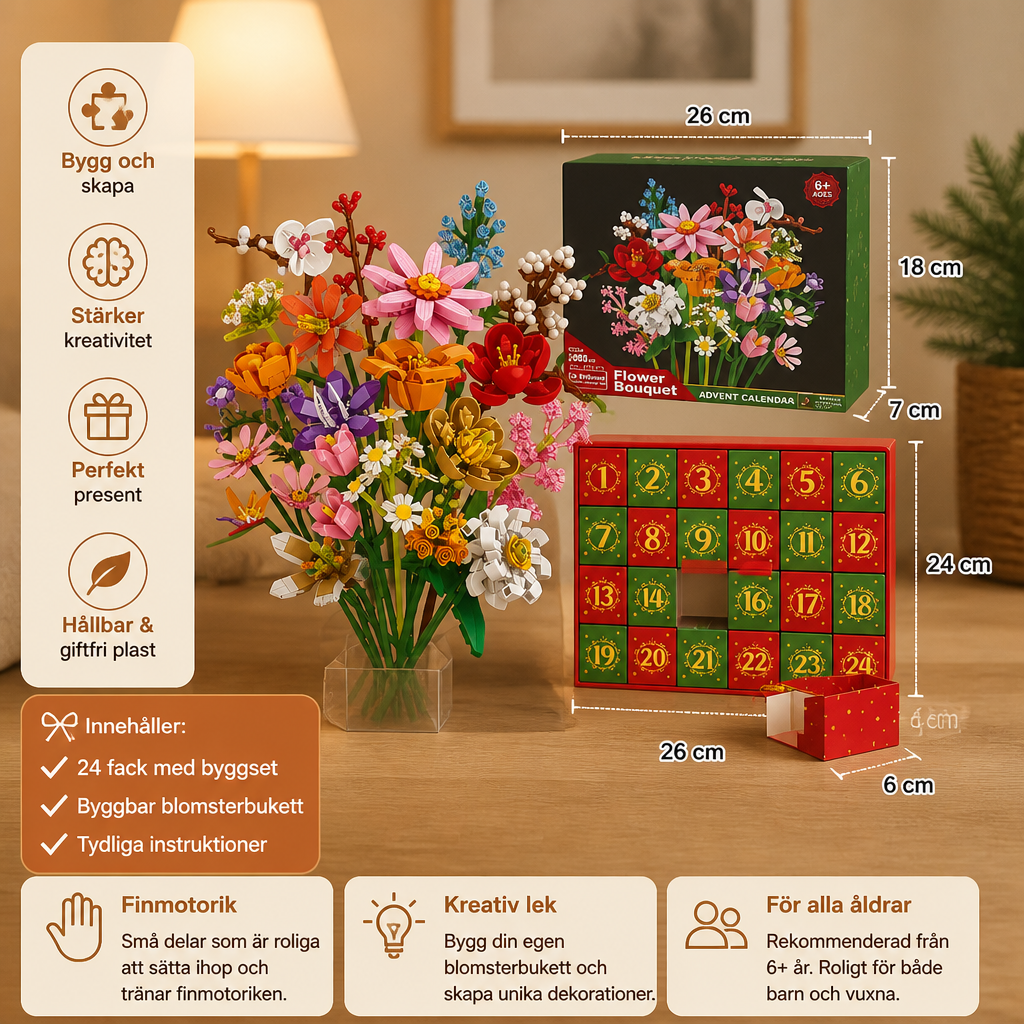 Julblomsterbukett-byggklossadventskalender