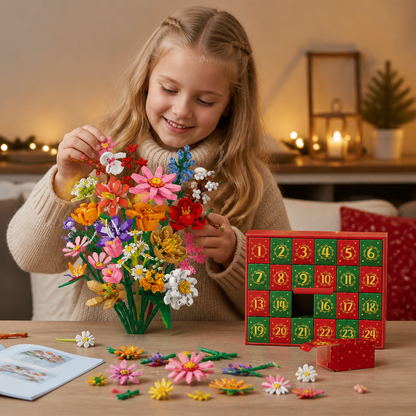 Julblomsterbukett-byggklossadventskalender