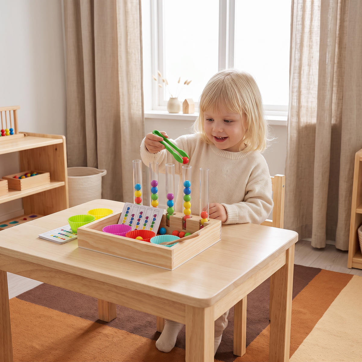 Montessori Provrörslek Med Färger Och Siffror – Lärande Lekset