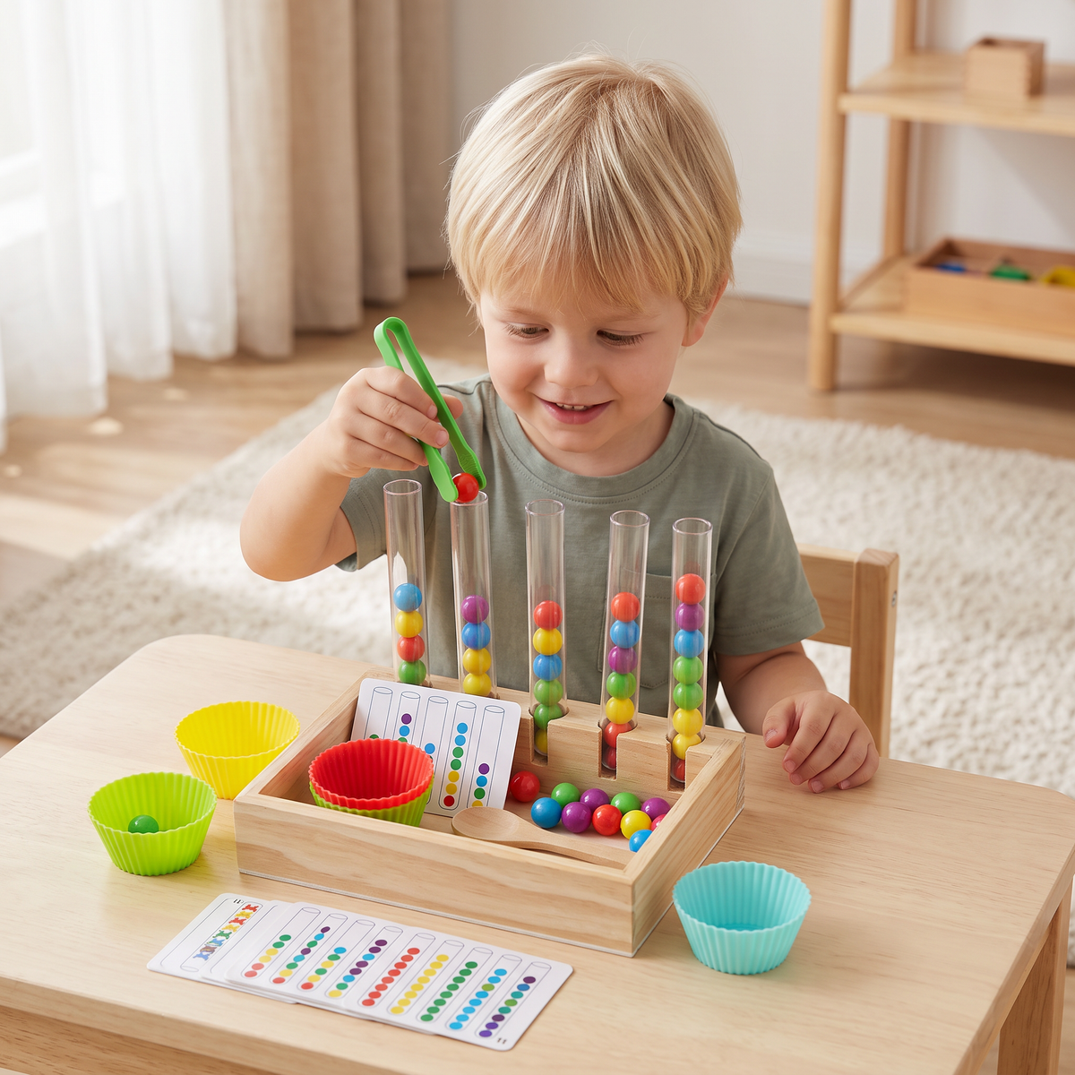 Montessori Provrörslek Med Färger Och Siffror – Lärande Lekset