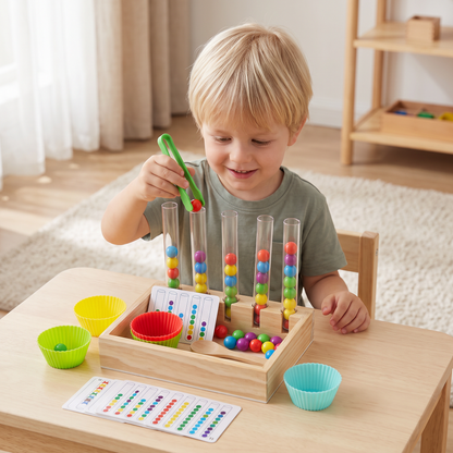 Montessori Provrörslek Med Färger Och Siffror – Lärande Lekset