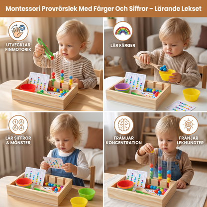 Montessori Provrörslek Med Färger Och Siffror – Lärande Lekset