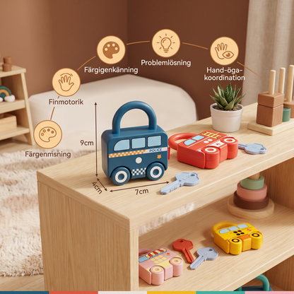 Montessori Nyckel- och Låsspel – Mönster och Färger