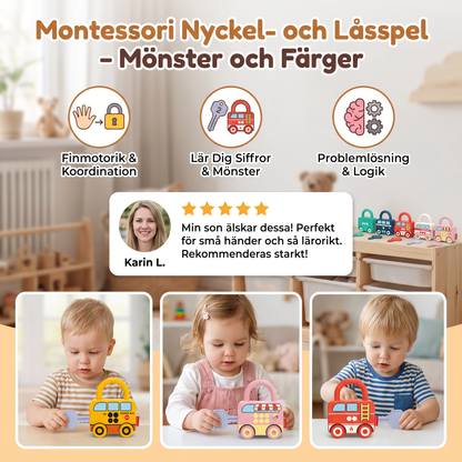 Montessori Nyckel- och Låsspel – Mönster och Färger
