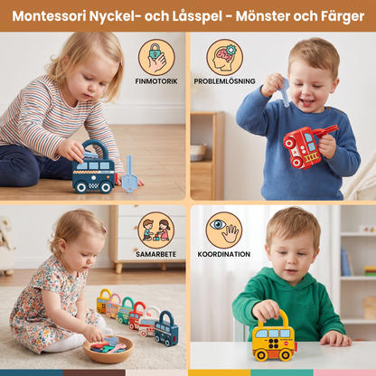 Montessori Nyckel- och Låsspel – Mönster och Färger