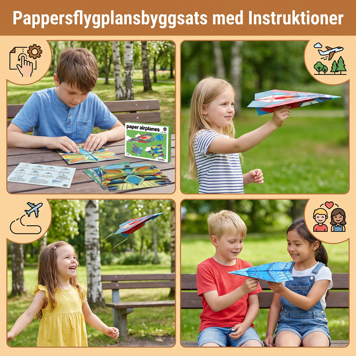 Pappersflygplansbyggsats med Instruktioner
