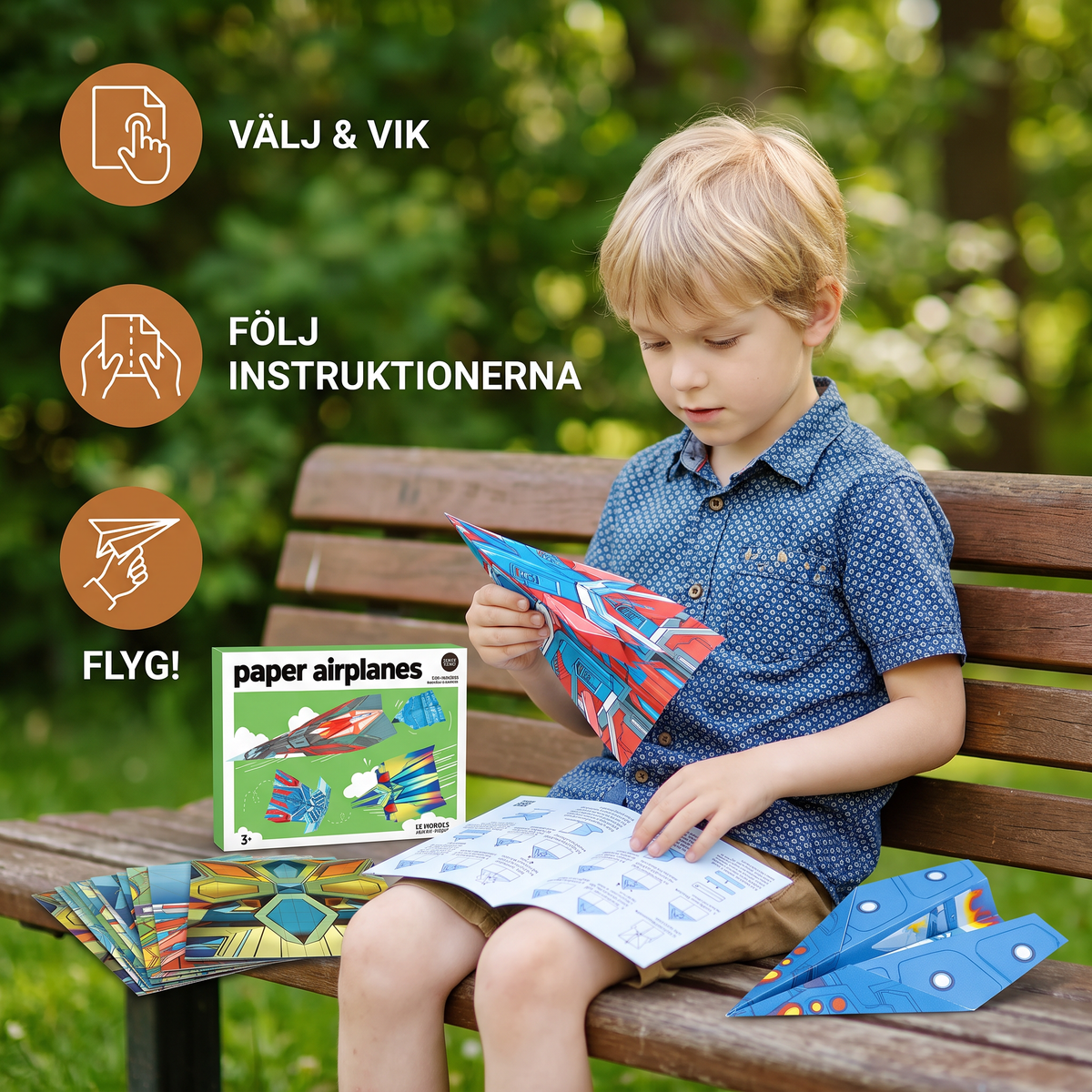 Pappersflygplansbyggsats med Instruktioner