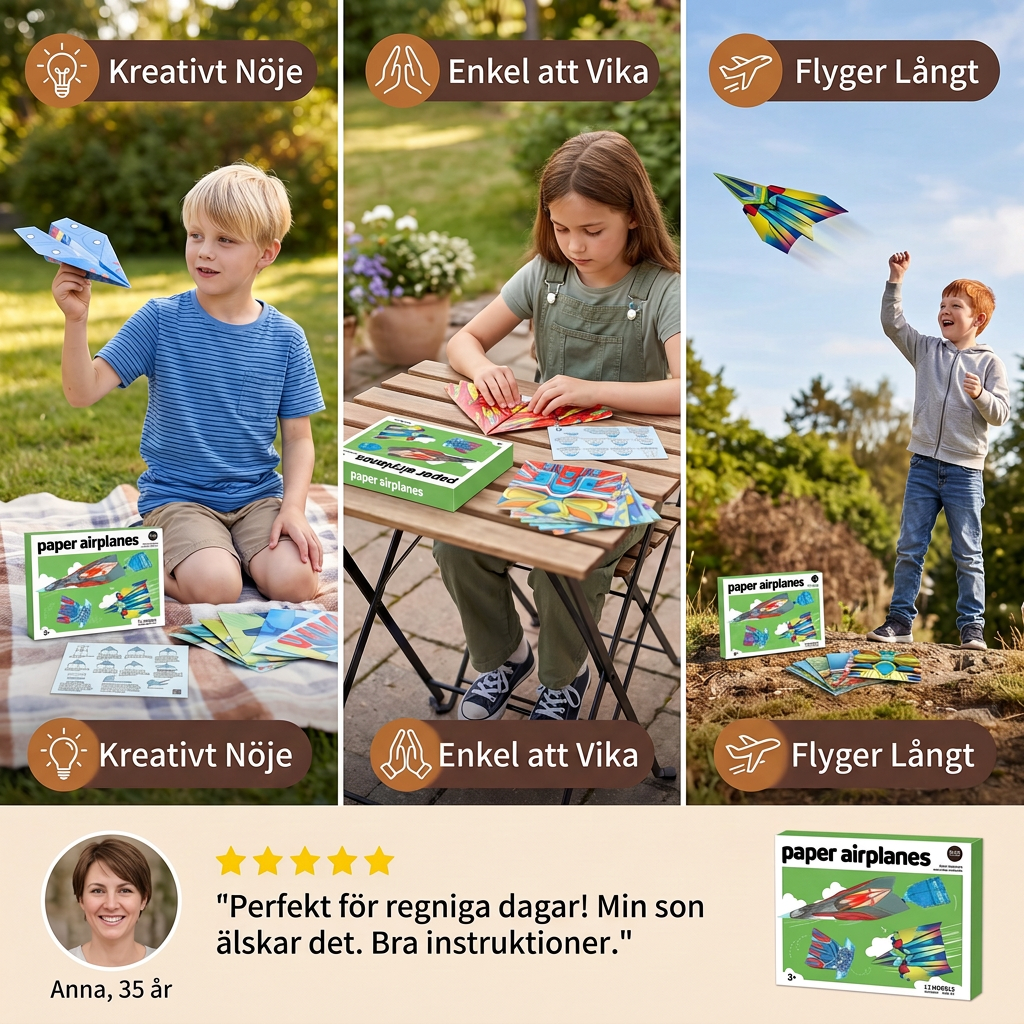 Pappersflygplansbyggsats med Instruktioner