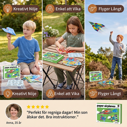 Pappersflygplansbyggsats med Instruktioner