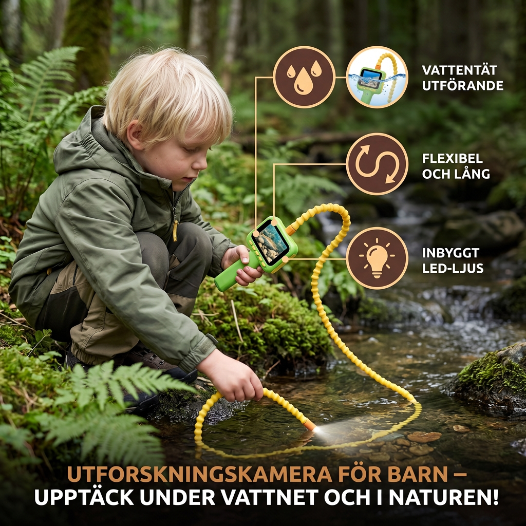 Utforskningskamera för Barn – Upptäcktsleksak för Underwater och Natur med Skärm och Ljus