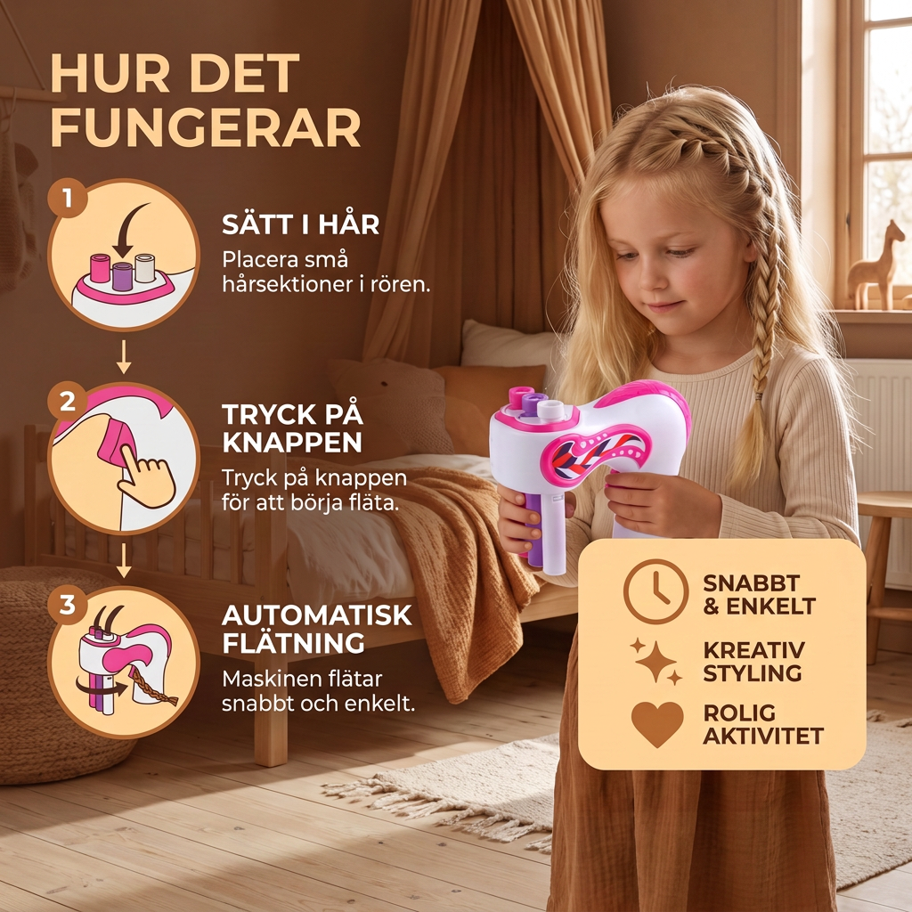 Automatisk Hårflätmaskin för Barn – Enkel DIY Hårstylingverktyg