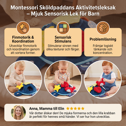 Montessori Sköldpaddans Aktivitetsleksak – Mjuk Sensorisk Lek för Barn
