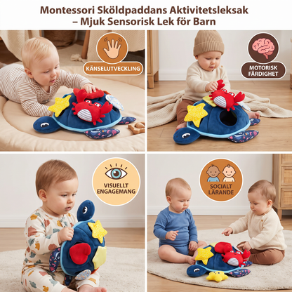 Montessori Sköldpaddans Aktivitetsleksak – Mjuk Sensorisk Lek för Barn