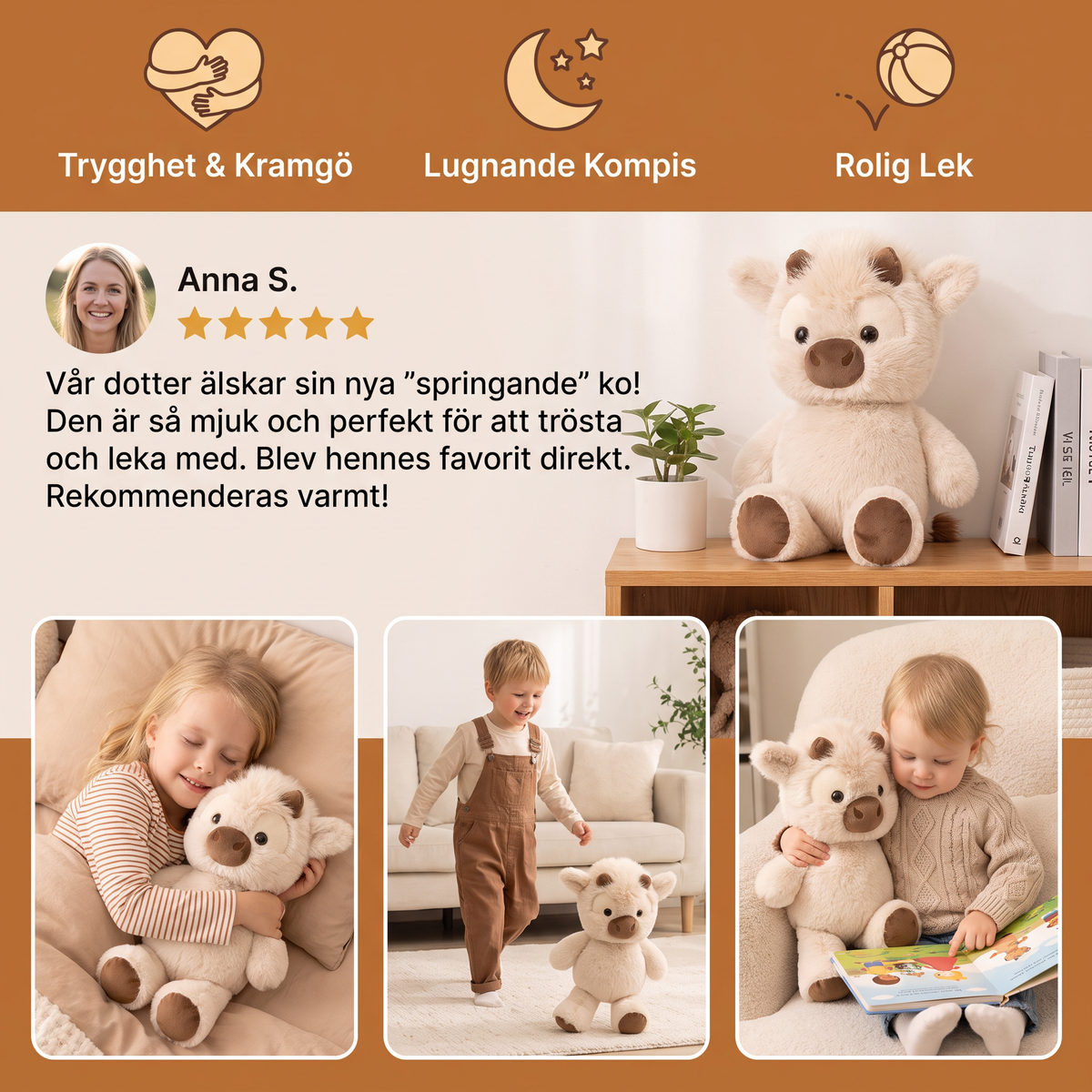 Running Calf Plush Toy – Mjuk Cartoon Fylld Djur och Lugnande Kompanjon för Barn