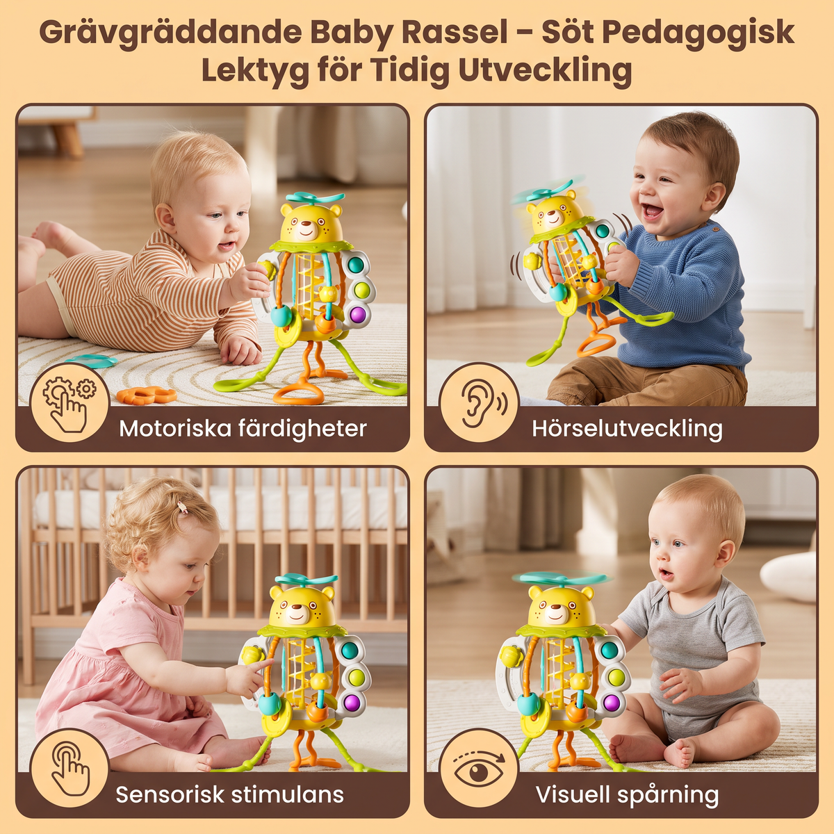 Grävgräddande Baby Rassel – Söt Pedagogisk Lektyg för Tidig Utveckling