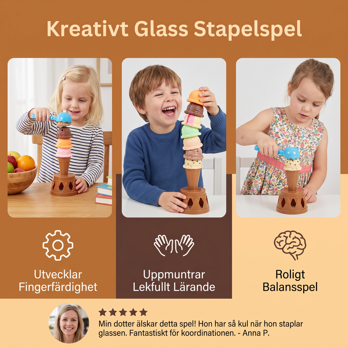 Kreativt Glass Stapelspel – Roligt Balansspel för Barn, Utvecklar Fingerfärdighet och Uppmuntrar Lekfullt Lärande