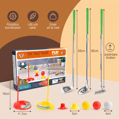 Kids Golf Set med Justerbara Klubbor – Perfekt för Trädgårdslek